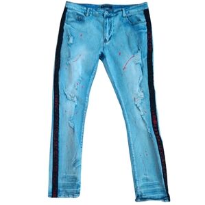 M. SOCIETY MEN'S SIZE 38×32 DENIM BLUE JEANS.